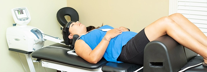 Chiropractic Tompkinsville KY Woman Receiving Spinal Decompression Therapy